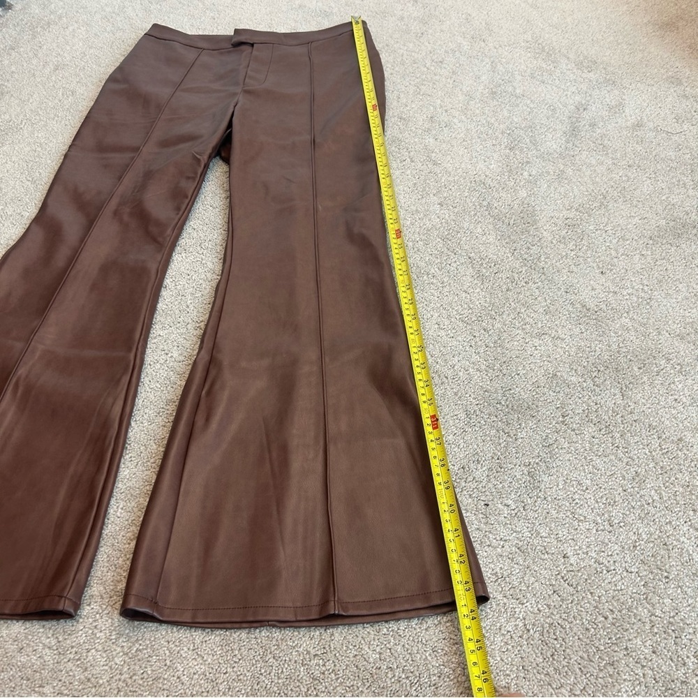 7 for all mankind brown faux leather wide leg bell bottom pants Sz L NWT - Picture 11 of 13